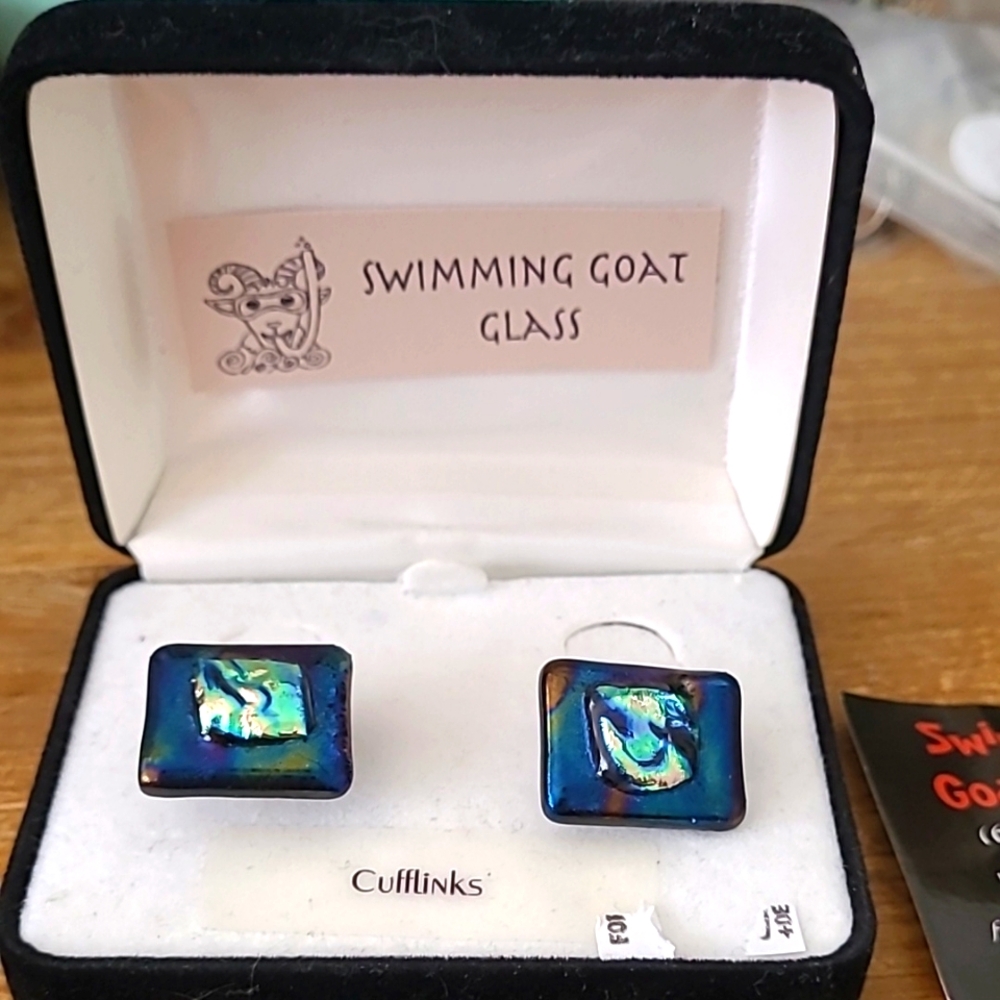 Artisan made infused glass men's cufflinks